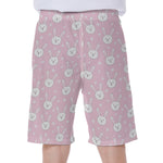 Pink Rabbit Pattern Print Men's Beach Shorts