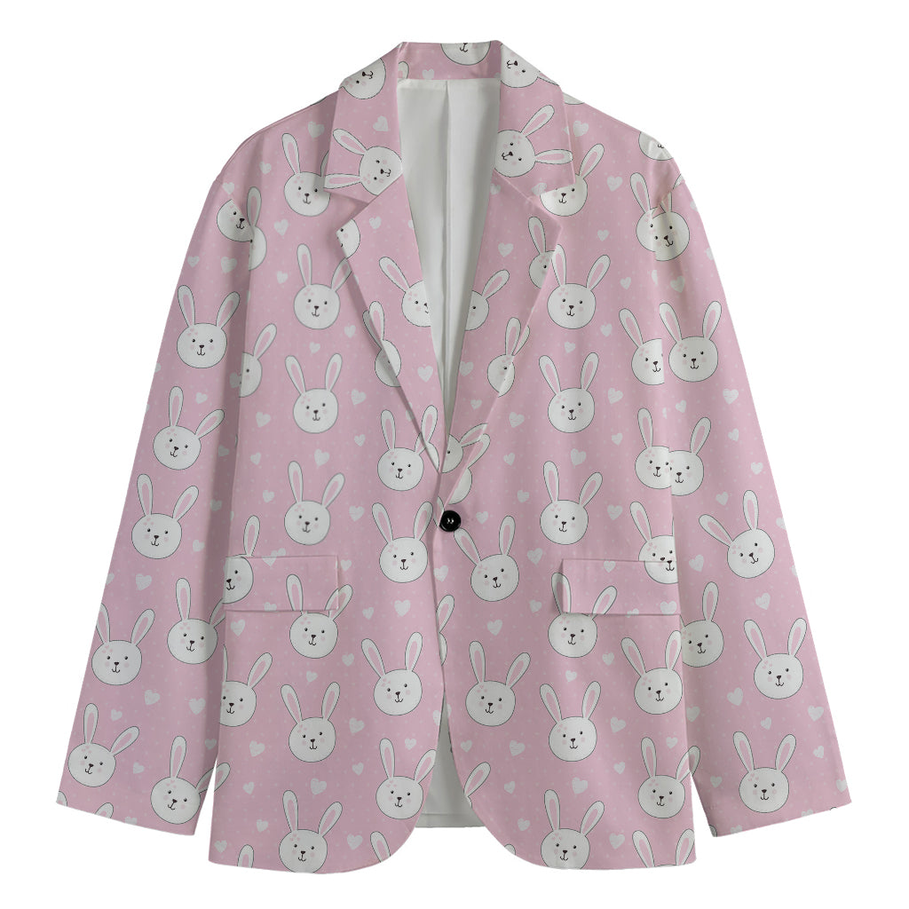 Pink Rabbit Pattern Print Men's Blazer
