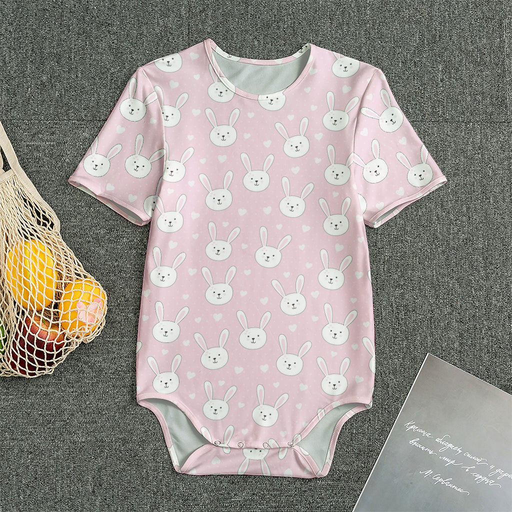 Pink Rabbit Pattern Print Men's Bodysuit