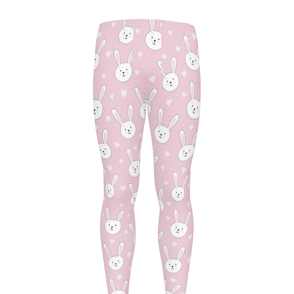 Pink Rabbit Pattern Print Men's leggings
