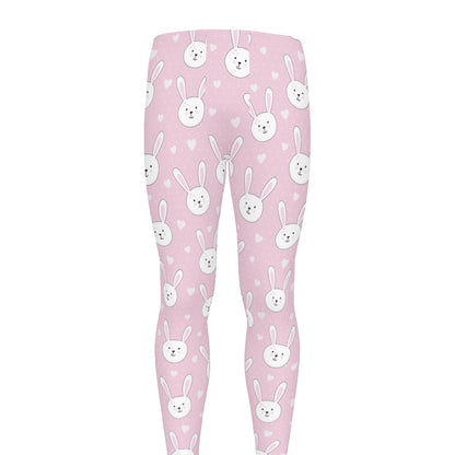 Pink Rabbit Pattern Print Men's leggings