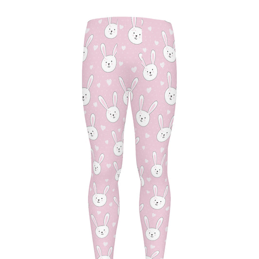 Pink Rabbit Pattern Print Men's leggings