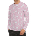 Pink Rabbit Pattern Print Men's Long Sleeve Rash Guard