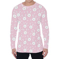 Pink Rabbit Pattern Print Men's Long Sleeve T-Shirt