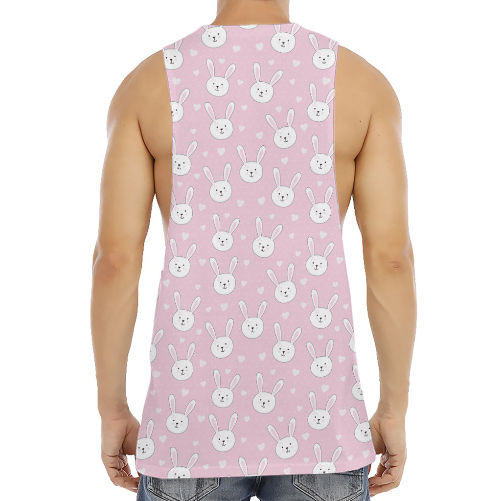 Pink Rabbit Pattern Print Men's Muscle Tank Top