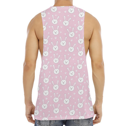 Pink Rabbit Pattern Print Men's Muscle Tank Top