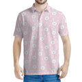 Pink Rabbit Pattern Print Men's Polo Shirt