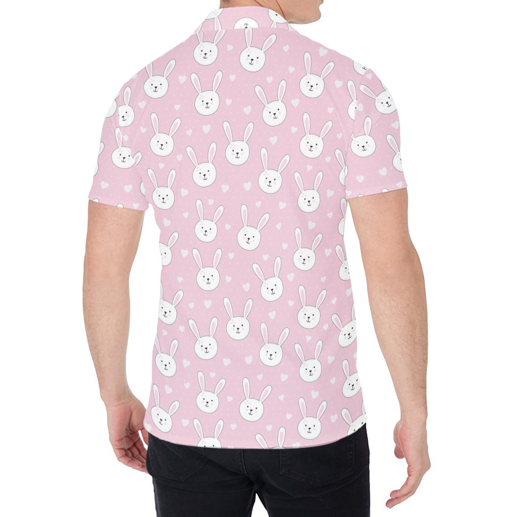 Pink Rabbit Pattern Print Men's Shirt