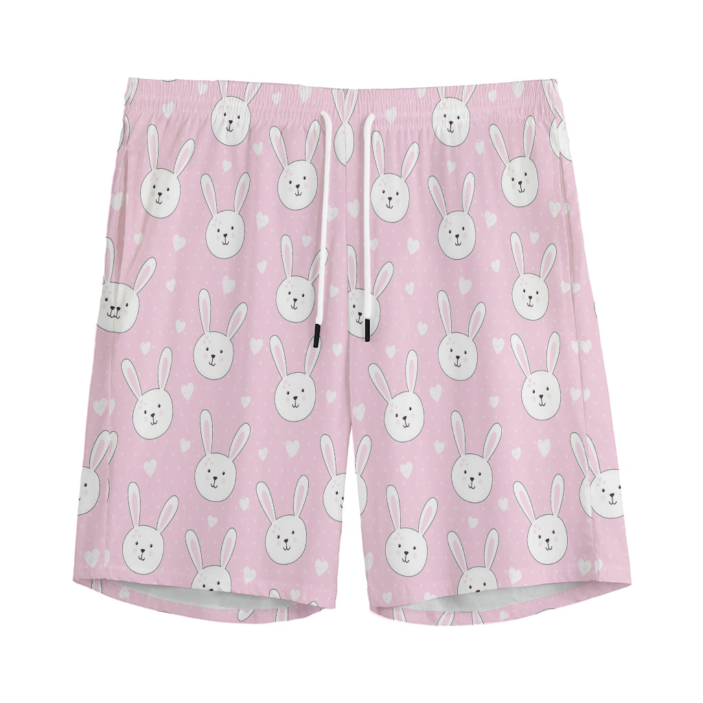 Pink Rabbit Pattern Print Men's Sports Shorts