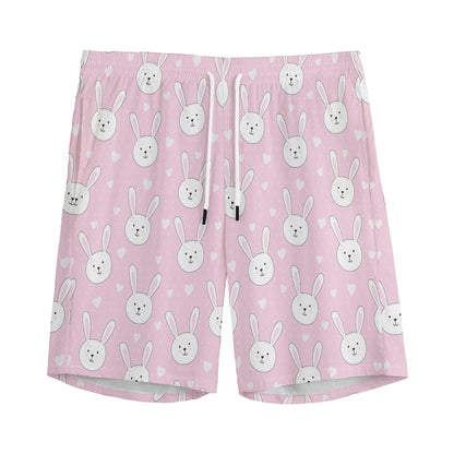 Pink Rabbit Pattern Print Men's Sports Shorts