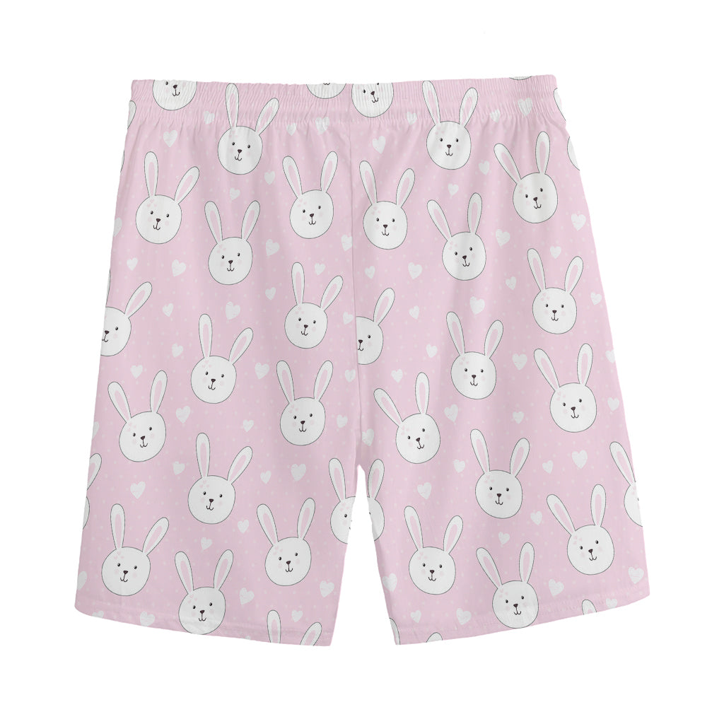 Pink Rabbit Pattern Print Men's Sports Shorts