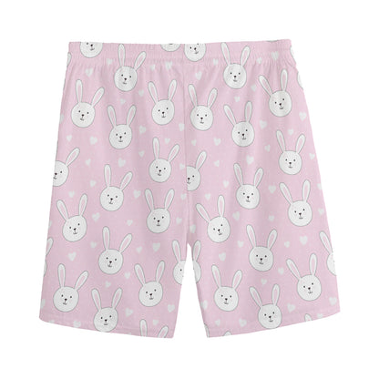 Pink Rabbit Pattern Print Men's Sports Shorts