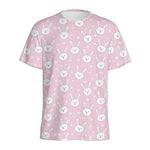 Pink Rabbit Pattern Print Men's Sports T-Shirt
