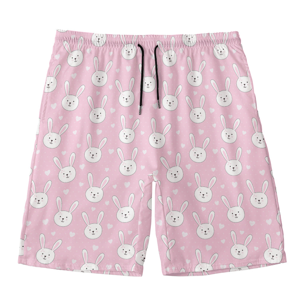 Pink Rabbit Pattern Print Men's Swim Trunks