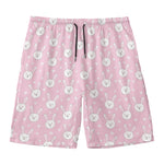 Pink Rabbit Pattern Print Men's Swim Trunks