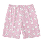 Pink Rabbit Pattern Print Men's Swim Trunks