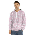 Pink Rabbit Pattern Print Men's Velvet Pullover Hoodie