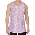 Pink Rabbit Pattern Print Men's Velvet Tank Top