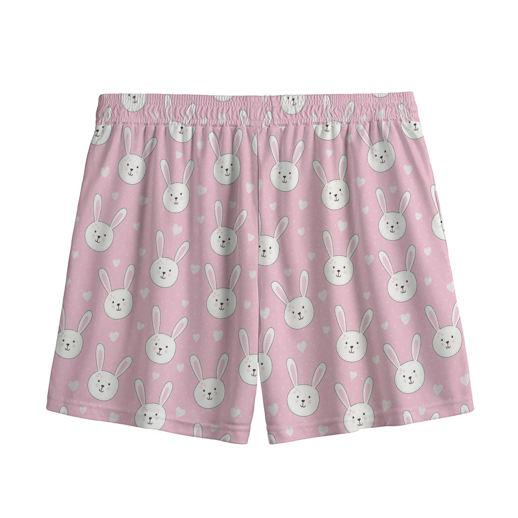 Pink Rabbit Pattern Print Mesh Shorts