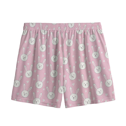 Pink Rabbit Pattern Print Mesh Shorts