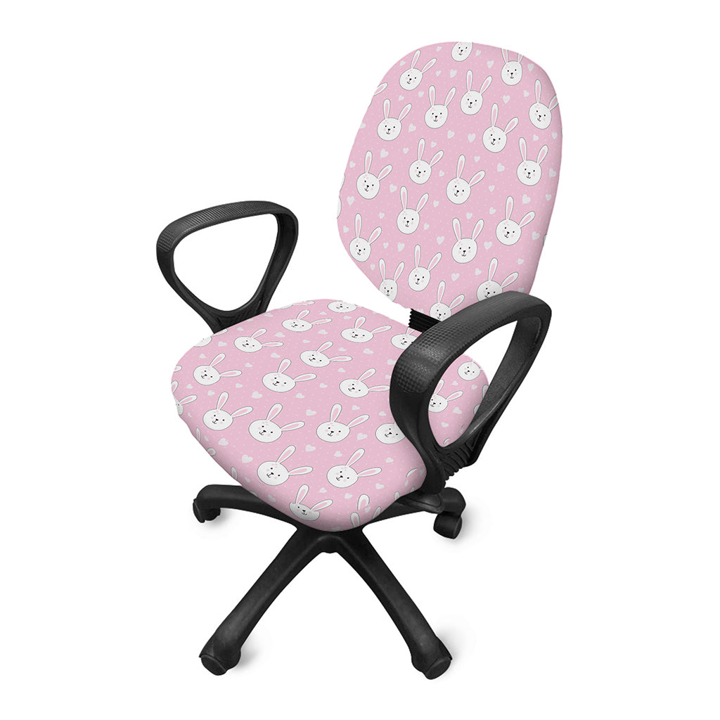 Pink Rabbit Pattern Print Office Chair Cover