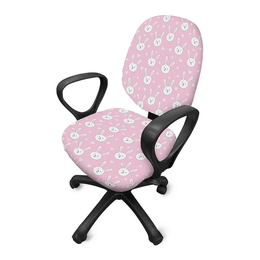 Pink Rabbit Pattern Print Office Chair Cover