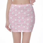 Pink Rabbit Pattern Print Pencil Mini Skirt