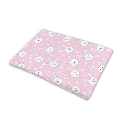 Pink Rabbit Pattern Print Pet Cooling Mat Cover