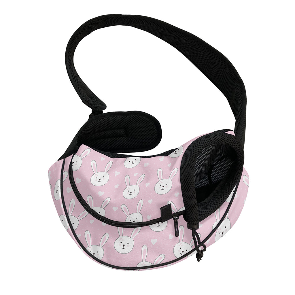 Pink Rabbit Pattern Print Pet Sling Carrier