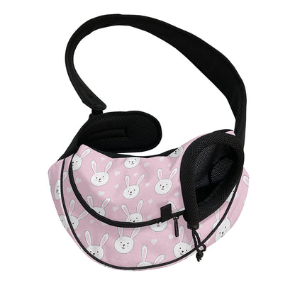 Pink Rabbit Pattern Print Pet Sling Carrier