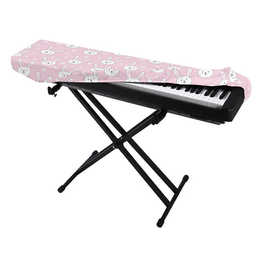 Pink Rabbit Pattern Print Piano Keyboard Cover
