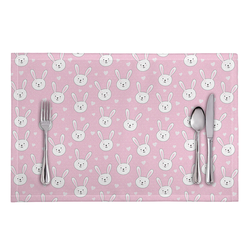 Pink Rabbit Pattern Print Placemat
