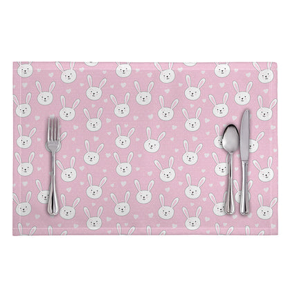 Pink Rabbit Pattern Print Placemat