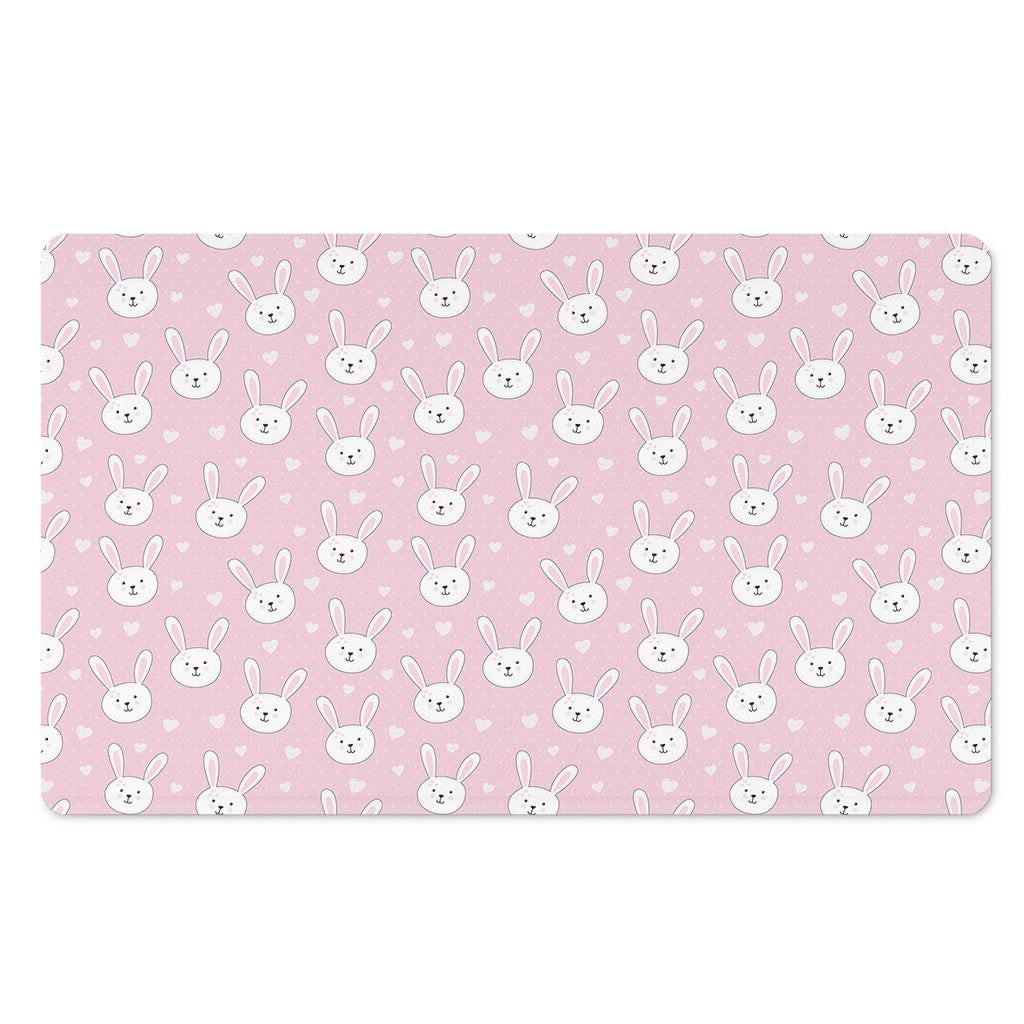 Pink Rabbit Pattern Print Polyester Doormat