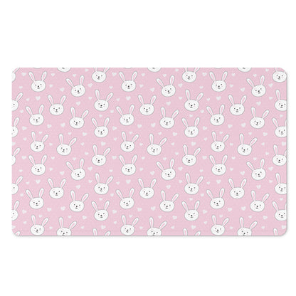 Pink Rabbit Pattern Print Polyester Doormat