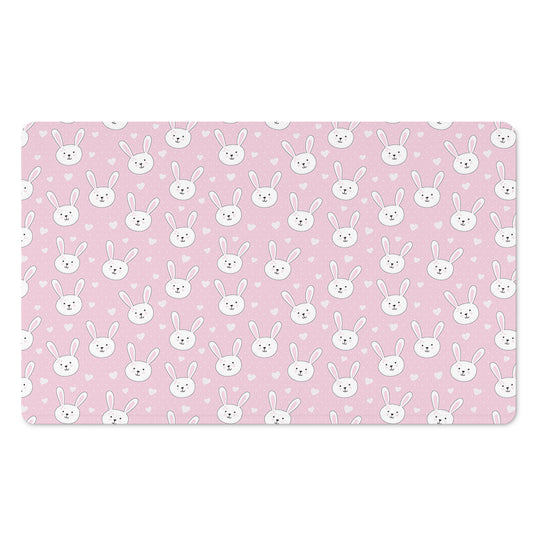 Pink Rabbit Pattern Print Polyester Doormat