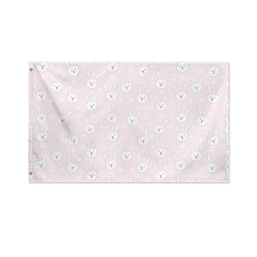 Pink Rabbit Pattern Print Polyester Flag