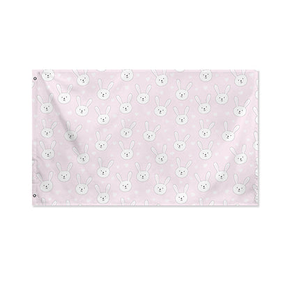 Pink Rabbit Pattern Print Polyester Flag