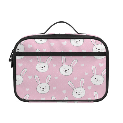Pink Rabbit Pattern Print Portable Lunch Bag