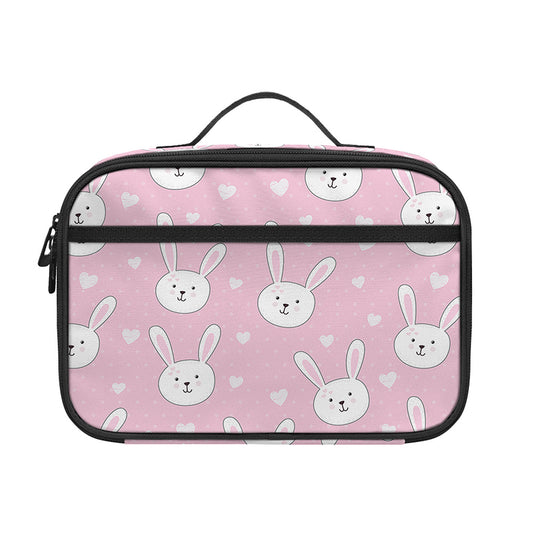 Pink Rabbit Pattern Print Portable Lunch Bag