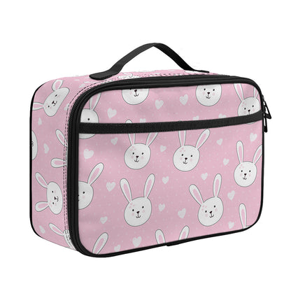 Pink Rabbit Pattern Print Portable Lunch Bag