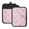 Pink Rabbit Pattern Print Pot Holders With Pocket