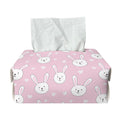 Pink Rabbit Pattern Print Rectangle Tissue Box Cover