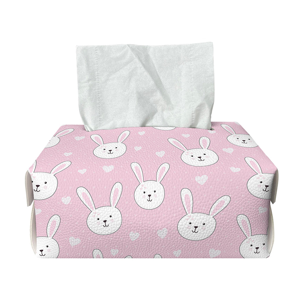 Pink Rabbit Pattern Print Rectangle Tissue Box Cover