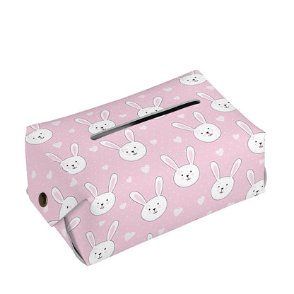 Pink Rabbit Pattern Print Rectangle Tissue Box Cover