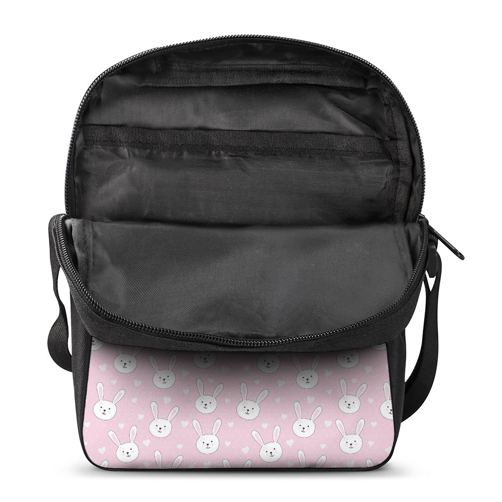 Pink Rabbit Pattern Print Rectangular Crossbody Bag
