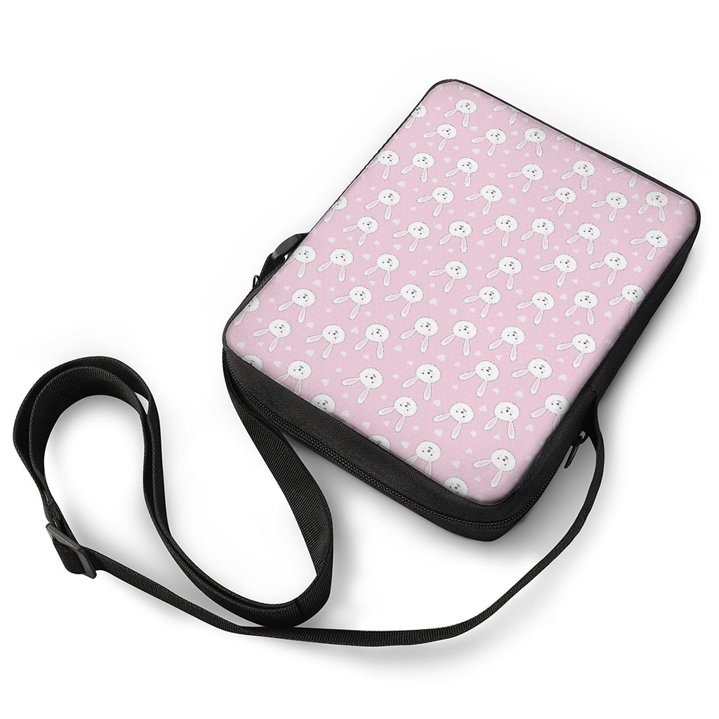 Pink Rabbit Pattern Print Rectangular Crossbody Bag