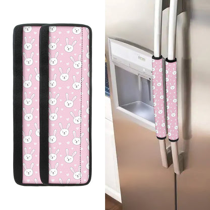 Pink Rabbit Pattern Print Refrigerator Handle Covers