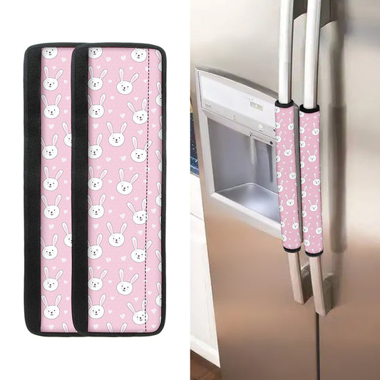 Pink Rabbit Pattern Print Refrigerator Handle Covers