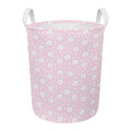 Pink Rabbit Pattern Print Round Laundry Basket